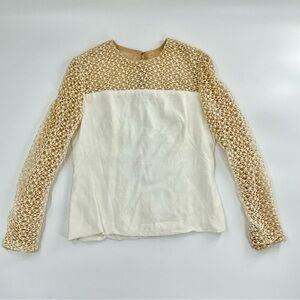 Vintage CAROL CRAIG raw silk and crochet Blouse